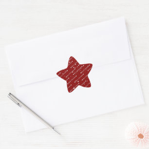 Pegatina En Forma De Estrella Feliz Navidad texto blanco en rojo