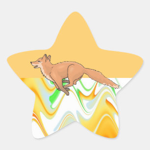 Pegatina En Forma De Estrella Fiesta de la Oficina Forestal de Fox Animal