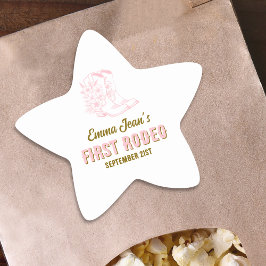Pegatina En Forma De Estrella First Rodeo Pink Cowgirl Boots 1st Birthday