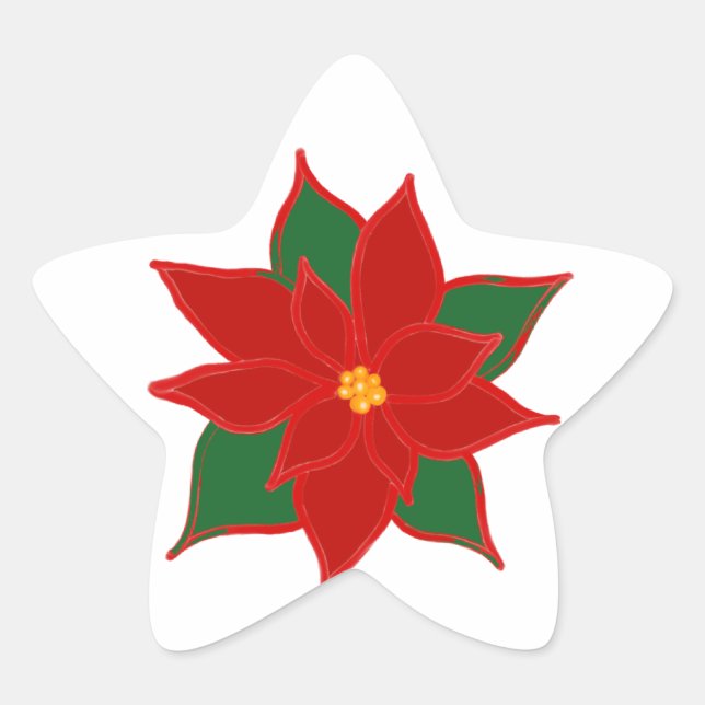 Pegatina En Forma De Estrella Flor navidad (Anverso)