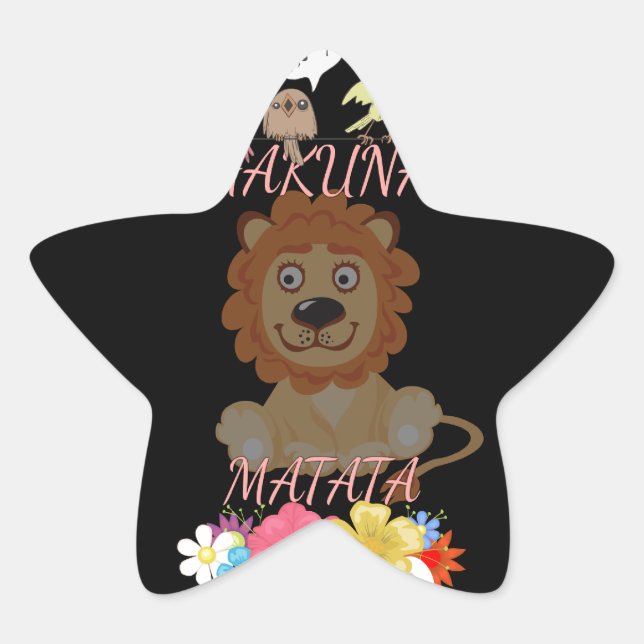 Pegatina En Forma De Estrella "Flora y Fauna Hakuna Matata", bebé león (Anverso)