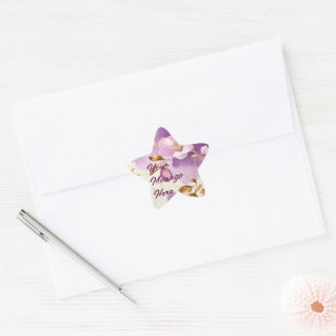 Pegatina En Forma De Estrella Floral de oro morado de bonito