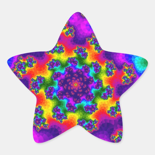 Pegatina En Forma De Estrella Flores de arcoiris (Anverso)