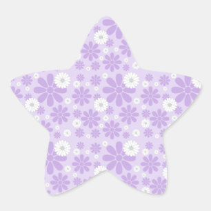 Pegatina En Forma De Estrella Flores de Pastel Patrón LAVANDA