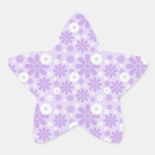 Pegatina En Forma De Estrella Flores de Pastel Patrón LAVANDA (Anverso)