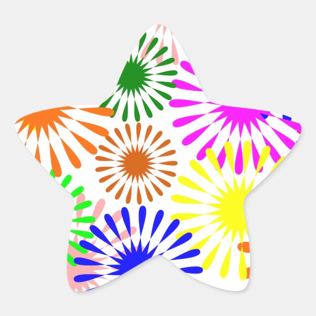 Pegatina En Forma De Estrella Flores multicolores (Anverso)