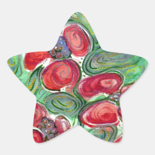 Pegatina En Forma De Estrella Flores rojas