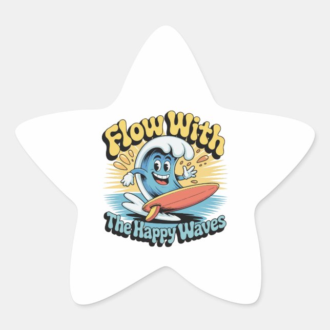 Pegatina En Forma De Estrella Flow With The Happy Waves Waterproof Sticker (Anverso)