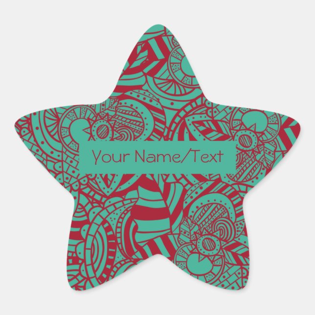 Pegatina En Forma De Estrella Folleto abstracto personalizado Boho (Anverso)