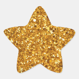 Pegatina En Forma De Estrella Fondo brillante dorado amarillo