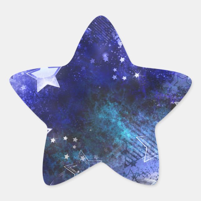 Pegatina En Forma De Estrella Fondo espacial con estrellas (Anverso)