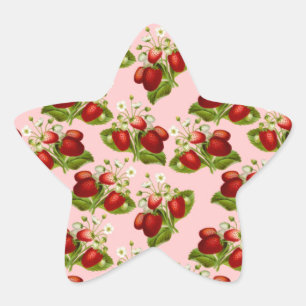 Pegatina En Forma De Estrella fresas vintage