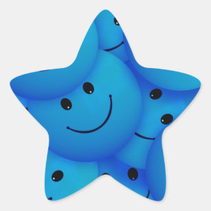 Pegatina En Forma De Estrella Fun Guay Happy Blue Faces