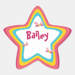 Pegatina En Forma De Estrella Funky Fun Colorous Fairy Wings Retro Candy Stried