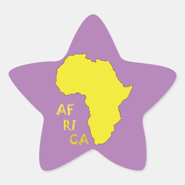 Pegatina En Forma De Estrella Funky Yellow Africa Map (Anverso)