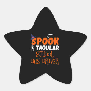 Pegatina En Forma De Estrella Funny Halloween, conductor de autobús escolar en S