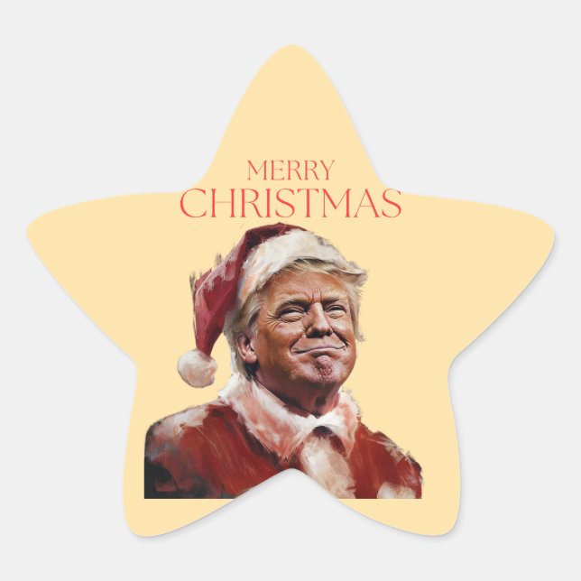 Pegatina En Forma De Estrella Funny tarjeta de Navidades de Trump Santa Claus (Anverso)