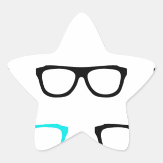 Pegatina En Forma De Estrella gafas geeky geek azul