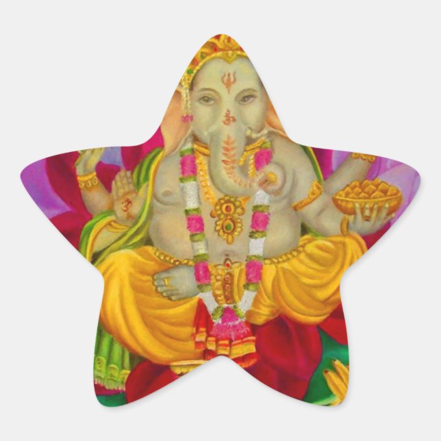 Pegatina En Forma De Estrella Ganesh (Anverso)