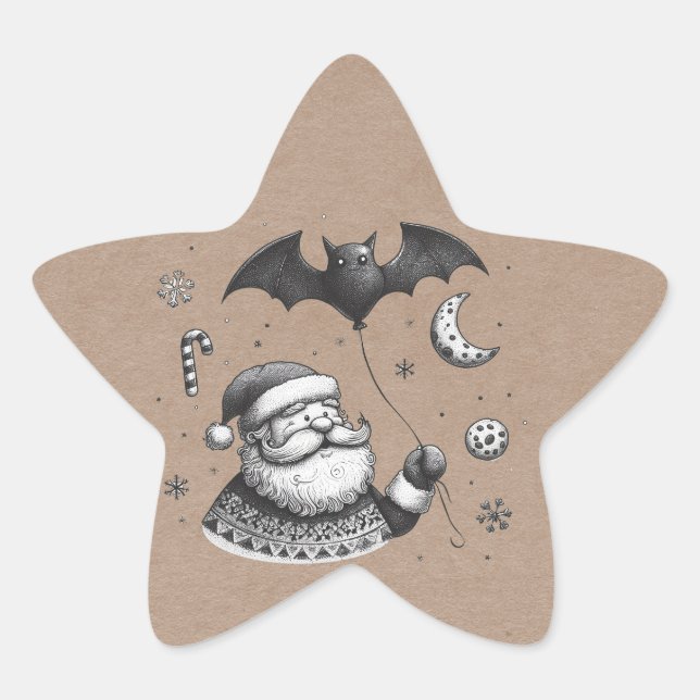 Pegatina En Forma De Estrella Garras de Santa (Anverso)