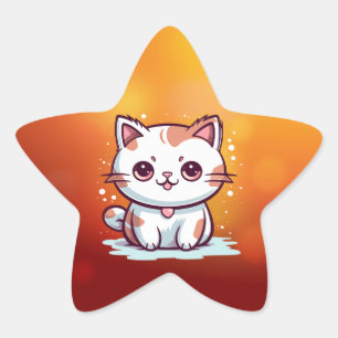 Pegatina En Forma De Estrella Gato adorable al estilo Kawaii Clipart