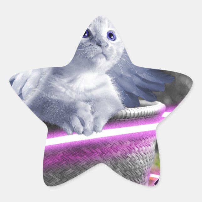 Pegatina En Forma De Estrella gato ángel (Anverso)