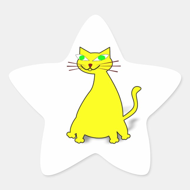 Pegatina En Forma De Estrella Gato de grasa amarillo (Anverso)