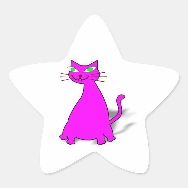 Pegatina En Forma De Estrella Gato de grasa rosa (Anverso)