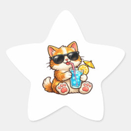 Pegatina En Forma De Estrella Gato fresco de verano
