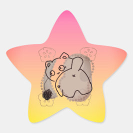 Pegatina En Forma De Estrella Gato juguetón con hilo