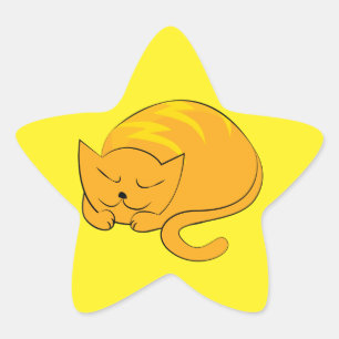 Pegatina En Forma De Estrella Gato Naranja durmiente
