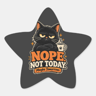 Pegatina En Forma De Estrella Gato negro divertido No hoy Tal vez mañana