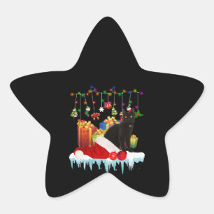 Pegatina En Forma De Estrella Gato Negro Presente De Mis Navidades