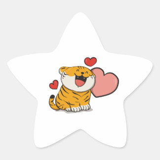 Pegatina En Forma De Estrella Gatos con amor