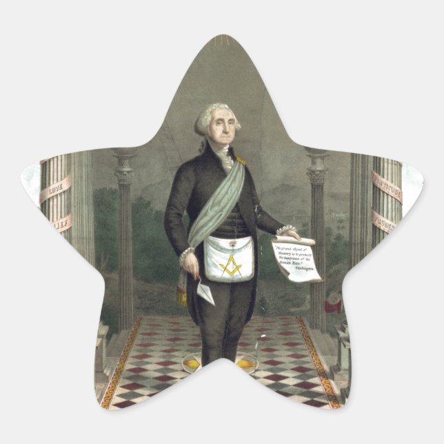 Pegatina En Forma De Estrella George Washington como masón (Anverso)