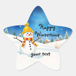 Pegatina En Forma De Estrella Geschenkaufkleber - Fröhlicher Schneemann 