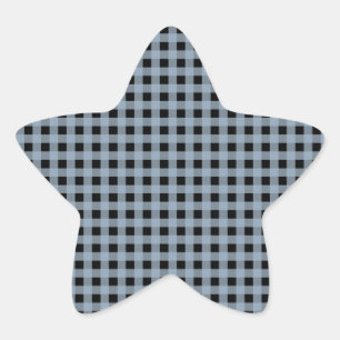 Pegatina En Forma De Estrella Gingham Slate y Black