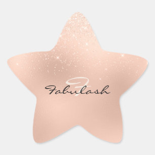 Pegatina En Forma De Estrella Girly Monograma Purpurina espárrago Dulce rosado 1