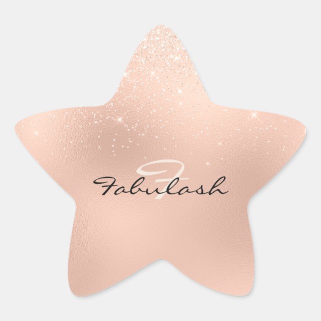 Pegatina En Forma De Estrella Girly Monograma Purpurina espárrago Dulce rosado 1 (Anverso)