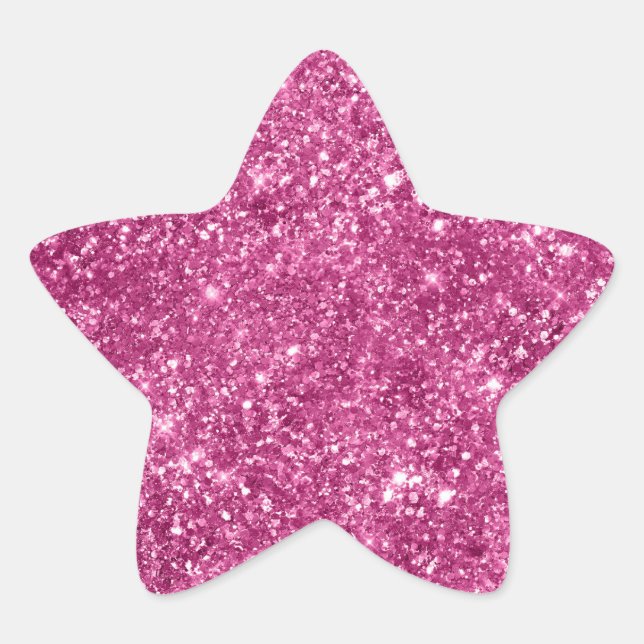 Pegatina En Forma De Estrella Girly Pink Glitzy Purpurina (Anverso)