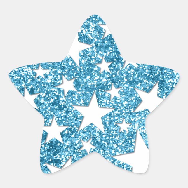 Pegatina En Forma De Estrella Girly Sparkle Faux Purpurinas Stars Light Blue (Anverso)
