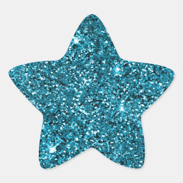 Pegatina En Forma De Estrella Girly Turquoise Purpurina (Anverso)