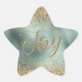 Pegatina En Forma De Estrella Glam Aqua Green Gold Purpurina Joy