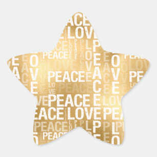 Pegatina En Forma De Estrella Glam Gold Peace Love
