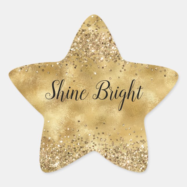 Pegatina En Forma De Estrella Glam Gold Purpurina Confetti (Anverso)