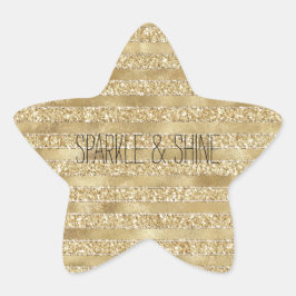 Pegatina En Forma De Estrella Glitzy Gold Glam Purpurinas Stripes