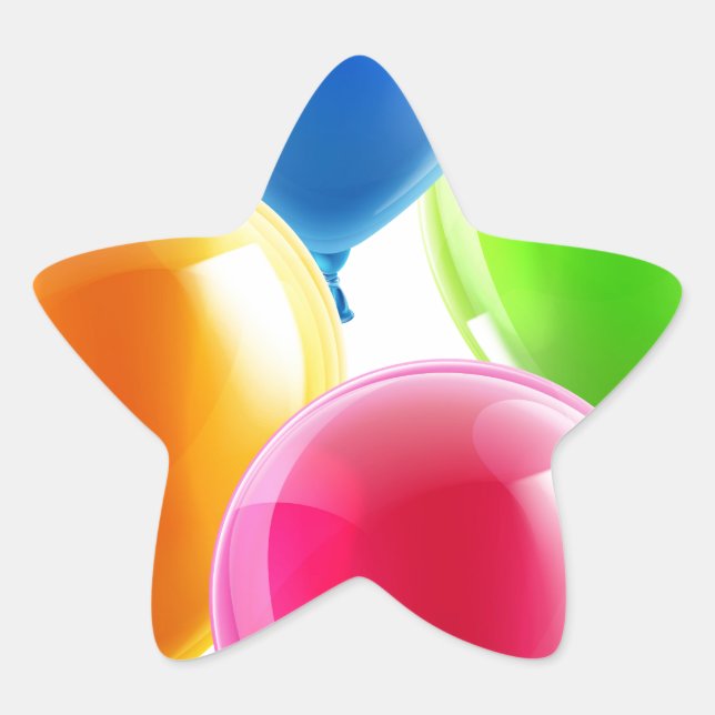 Pegatina En Forma De Estrella Globos de cumpleaños o fiestas (Anverso)