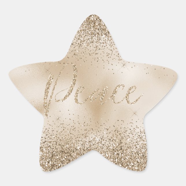 Pegatina En Forma De Estrella Gold Luxe Purpurina Peace (Anverso)