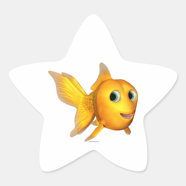 Pegatina En Forma De Estrella Goldie the Toon Goldfish (Anverso)