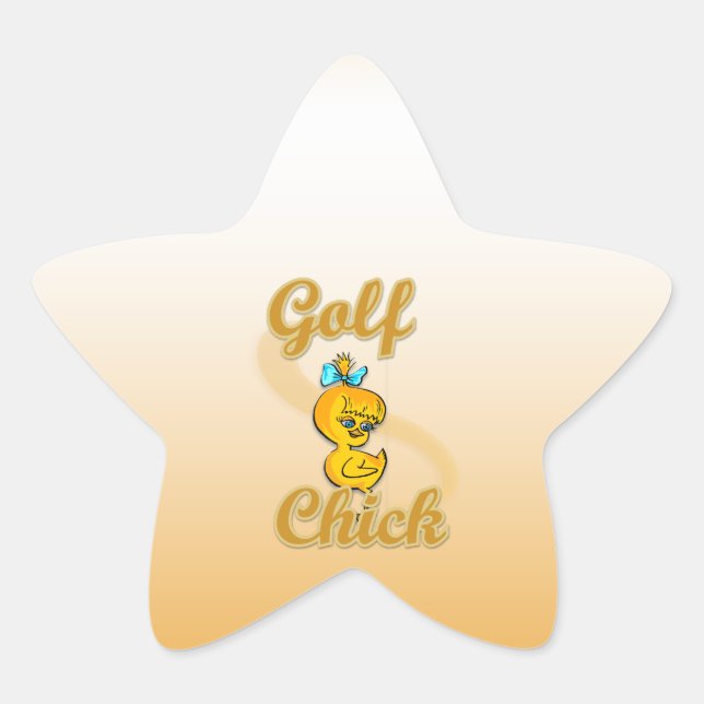 Pegatina En Forma De Estrella Golf Chick (Anverso)